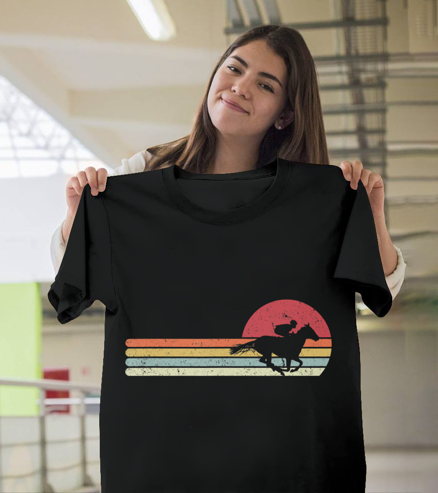 Retro Sunset Horse Racing T-Shirt