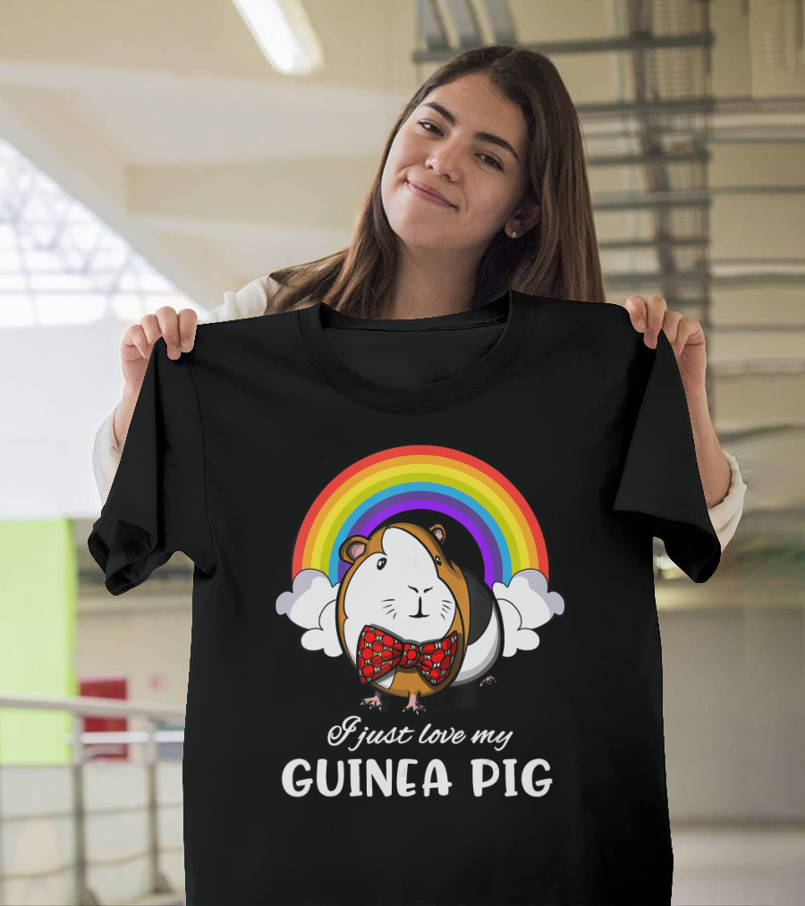 I Just Love My Guinea Pig Cute Rainbow Bow Tie Pet T-Shirt