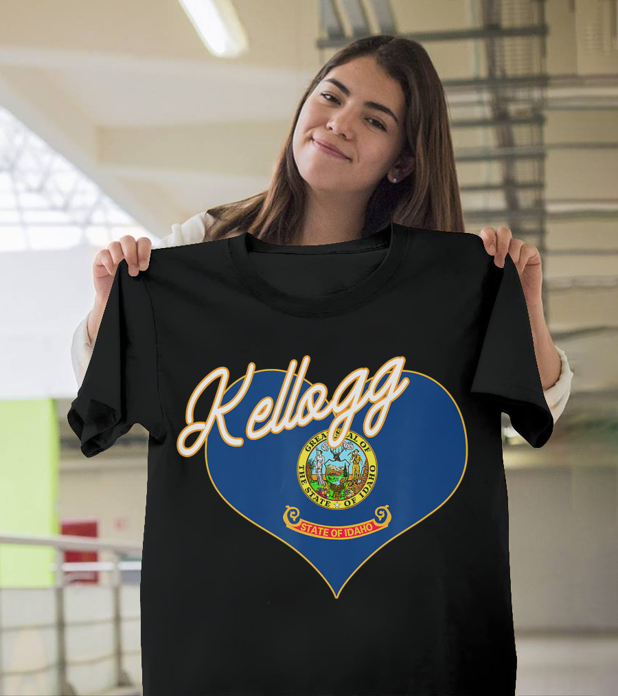 Kellogg Idaho State Flag Heart T-Shirt
