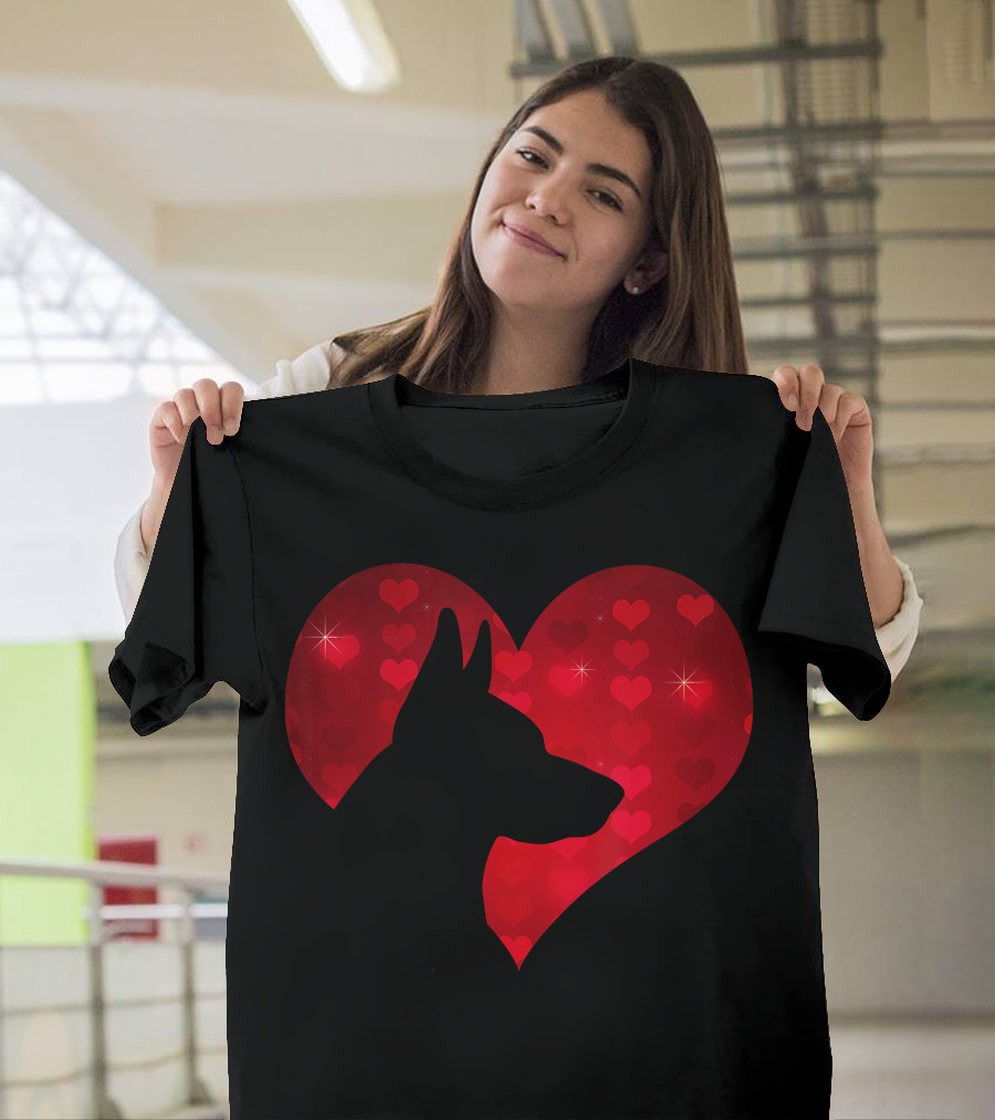 I Love My German Shepherd Dog Red Heart Valentine T-Shirt