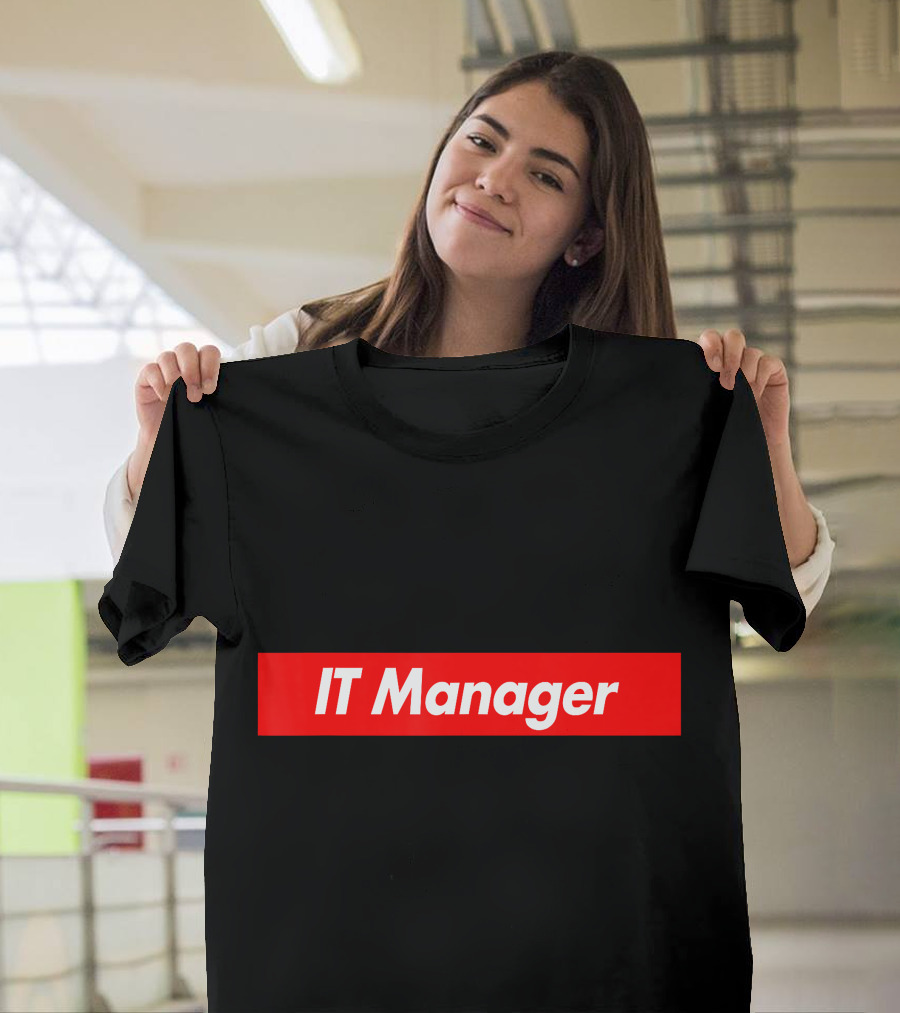 IT Manager Box Logo Job Title Iconic Red Bar T-Shirt