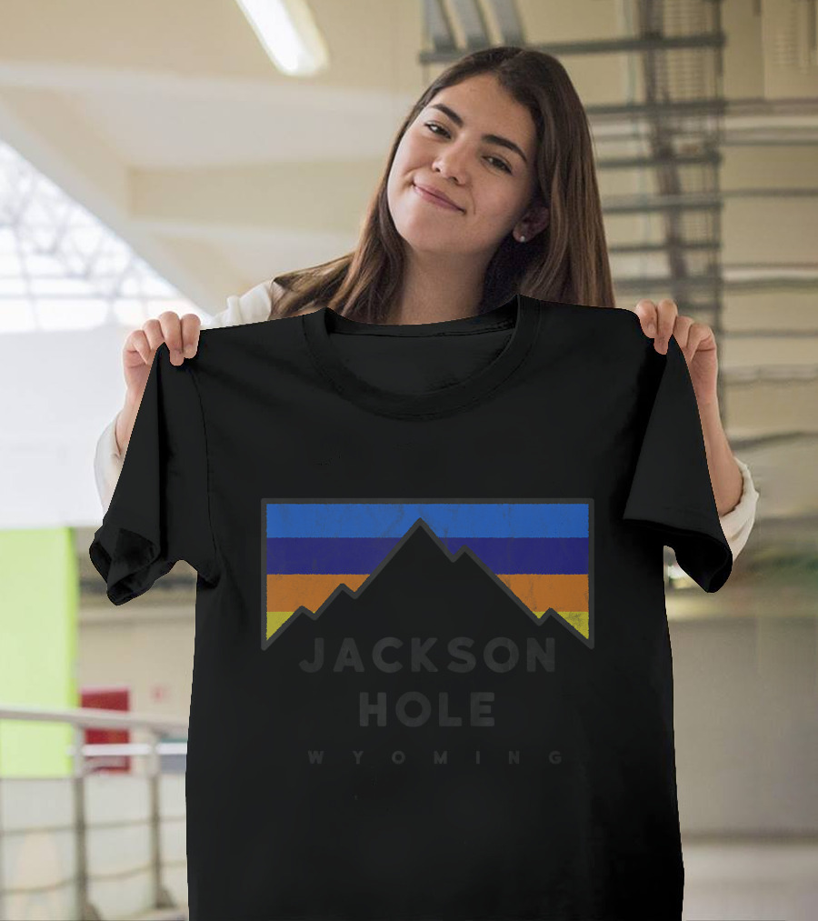 Jackson Hole Wyoming Retro Mountain Sunset Colors T-Shirt