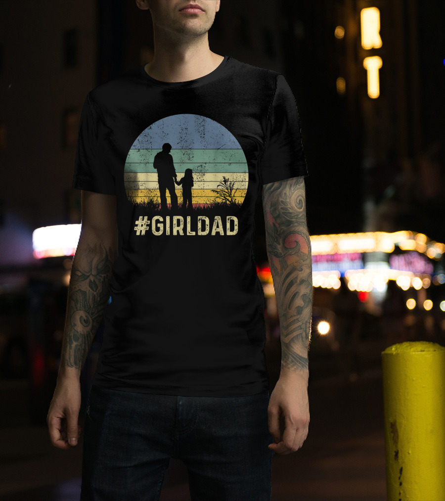 Father And Daughter Vintage Sunset #GirlDad T-Shirt