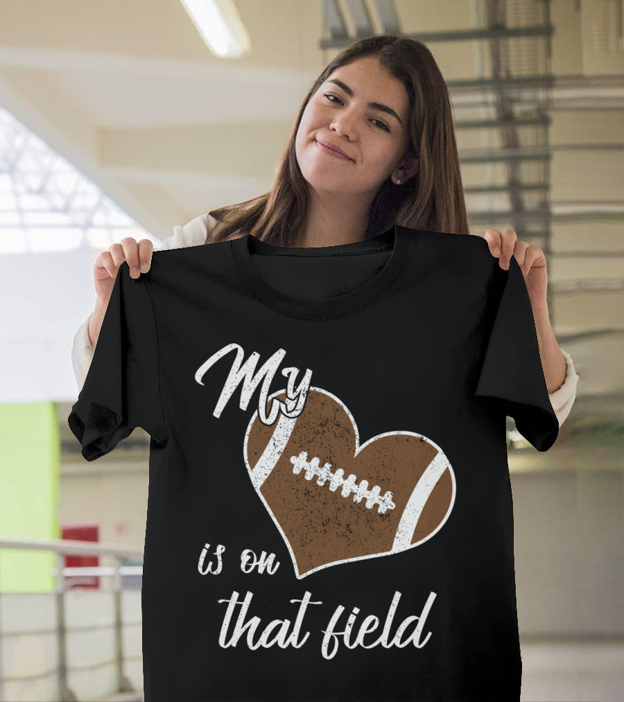 My Heart Is On That Field Football Grandparent T-Shirt