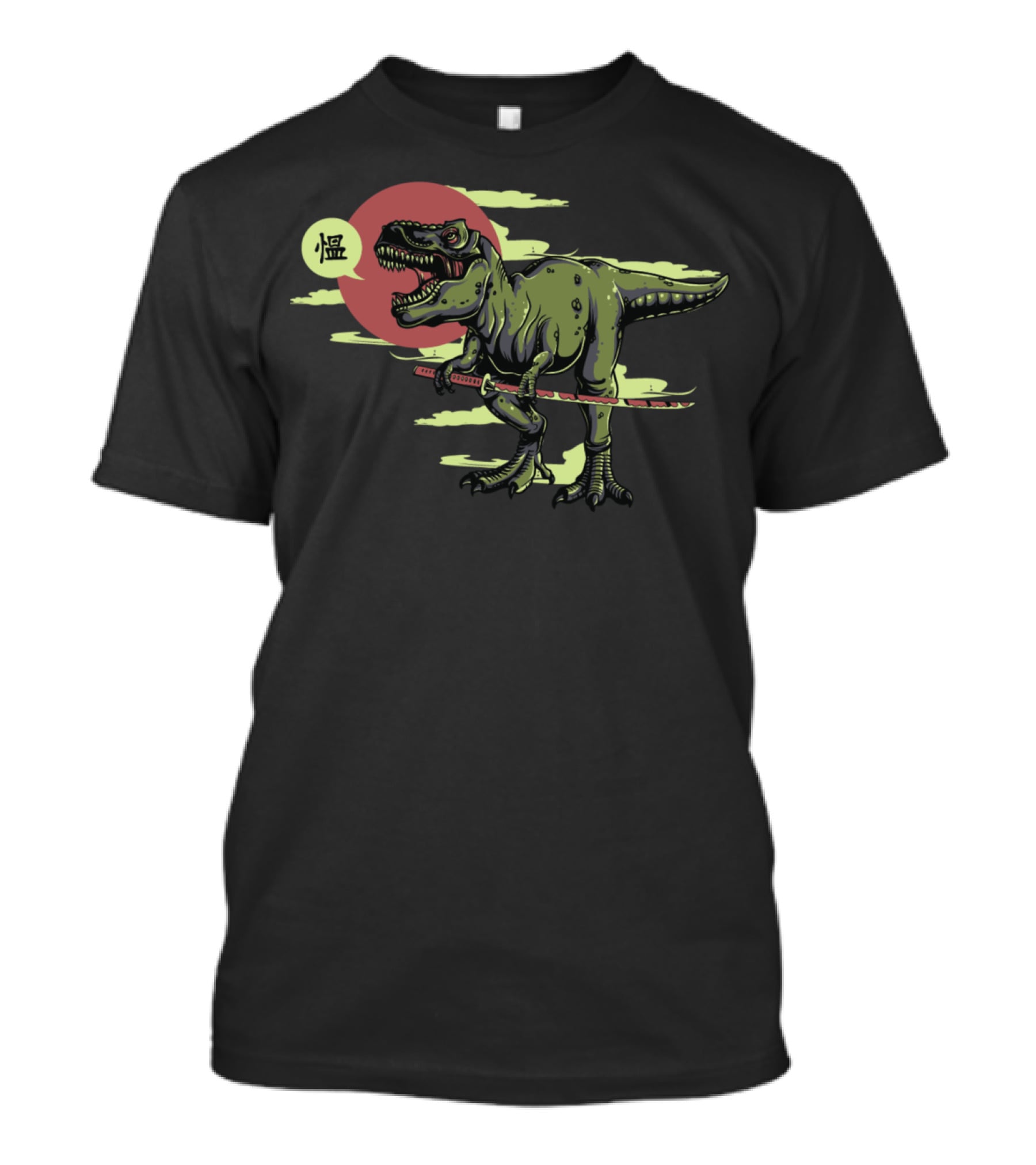 T Rex Dinosaur Samurai With Katana And Japanese T-Shirt