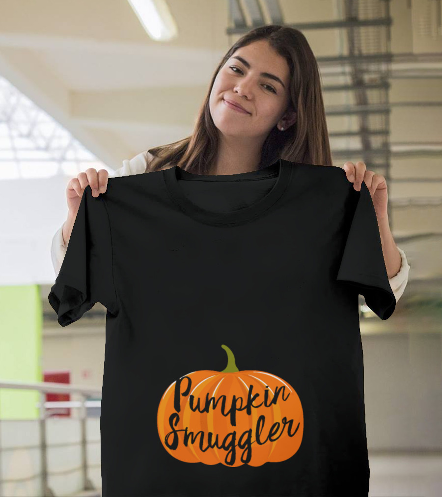 Pumpkin Smuggler Halloween Pumpkin Pregnancy Maternity Costume T-Shirt