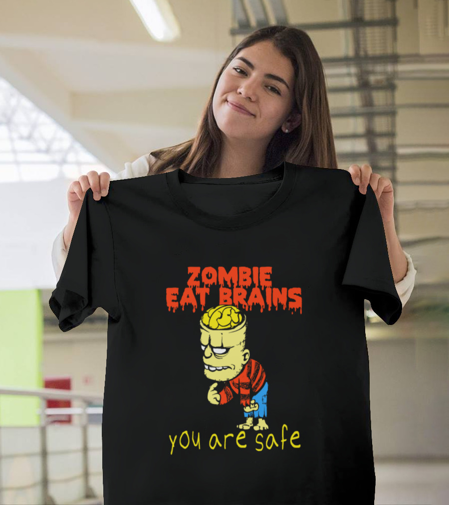 Zombie Eat Brains You Are Safe Halloween Pumpkin Creepy Gift Idea T-Shirt