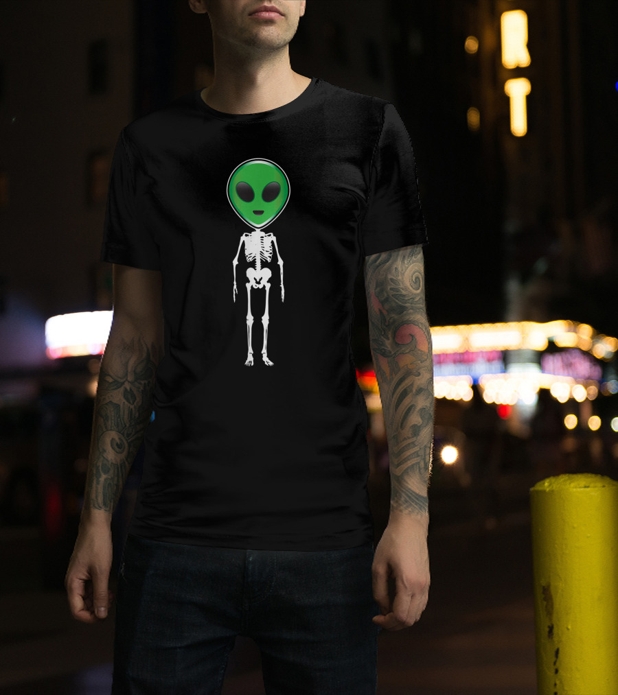 Alien Skeleton With Green Head T-Shirt