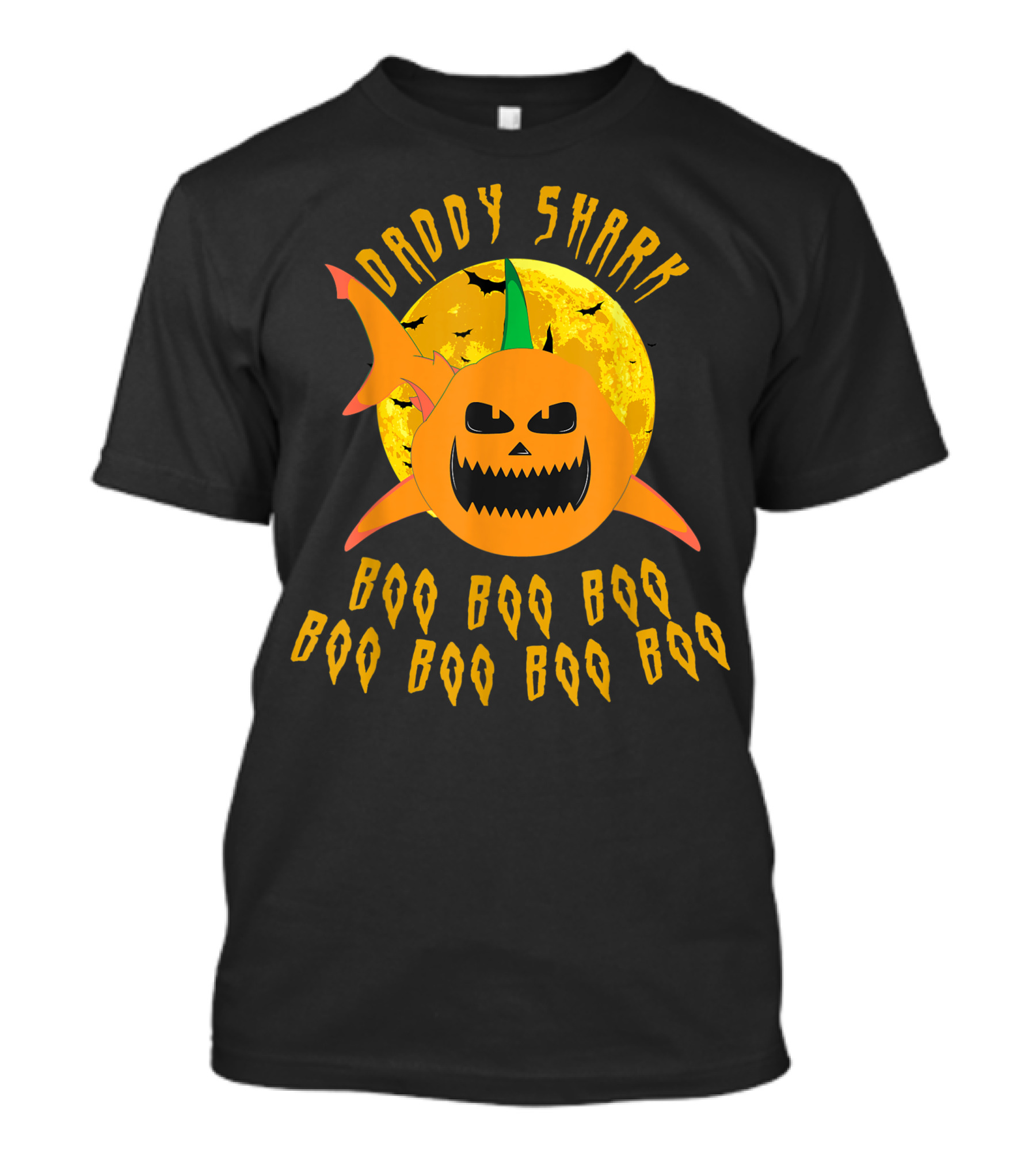 Daddy Shark Halloween Boo Boo Pumpkin Moon T-Shirt