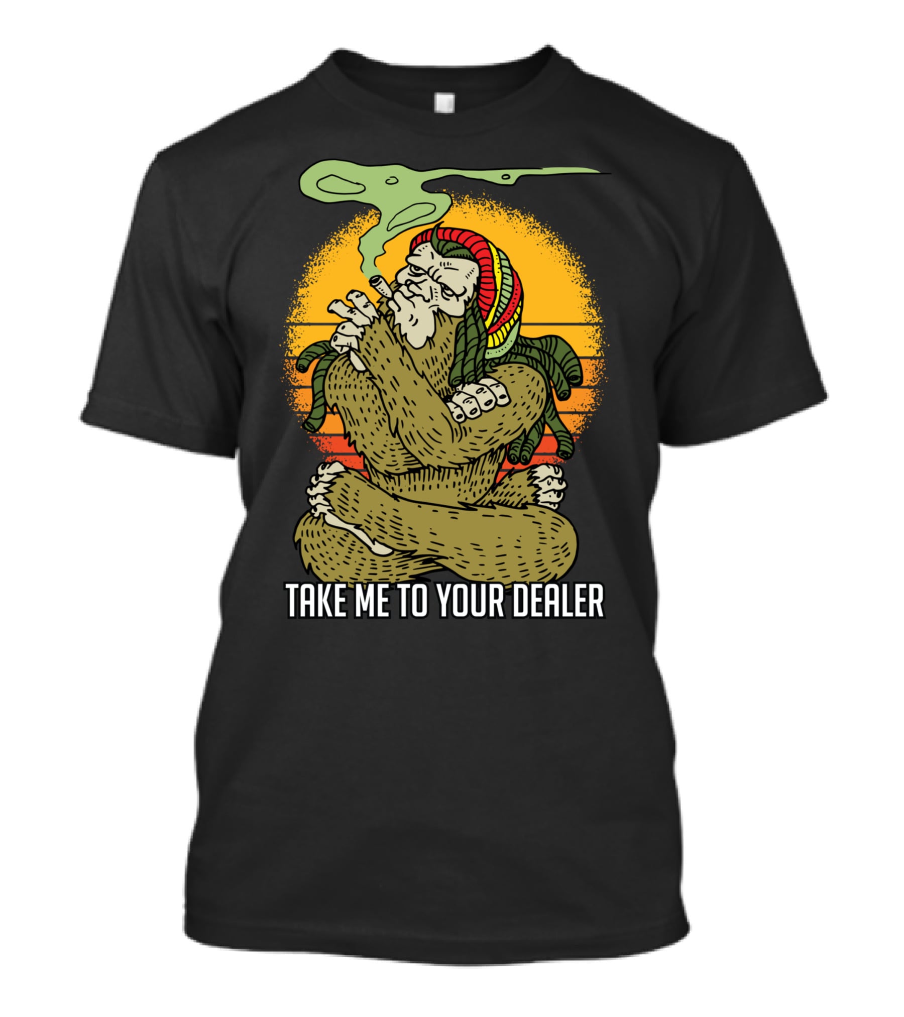 Take Me To Your Dealer Bigfoot Smoking Weed Vintage T-Shirt