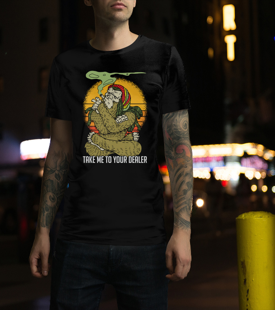 Take Me To Your Dealer Bigfoot Smoking Weed Vintage T-Shirt