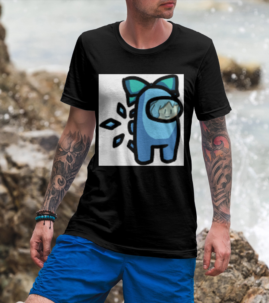 Among Us Blue Crewmate With Bow Gamer Girl T-Shirt