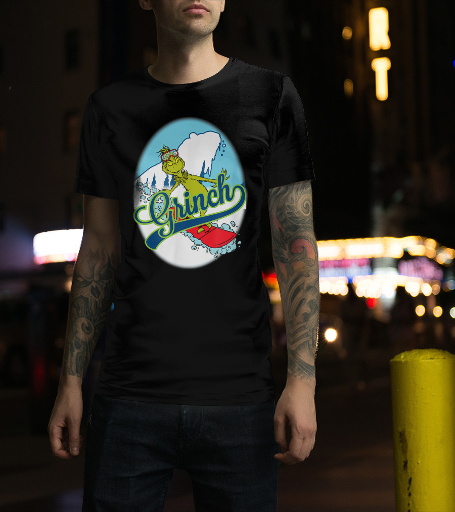 Grinch Snowboarding Dr Seuss Style Adventure T-Shirt