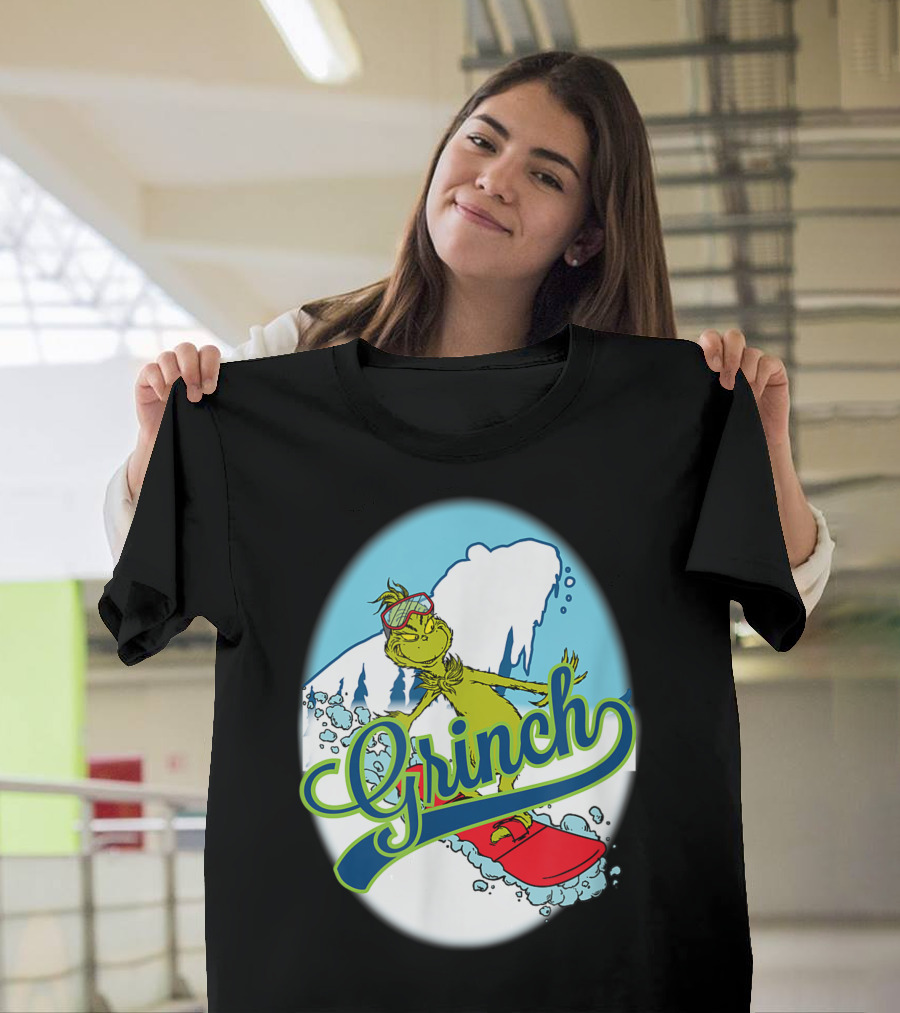 Grinch Snowboarding Dr Seuss Style Adventure T-Shirt