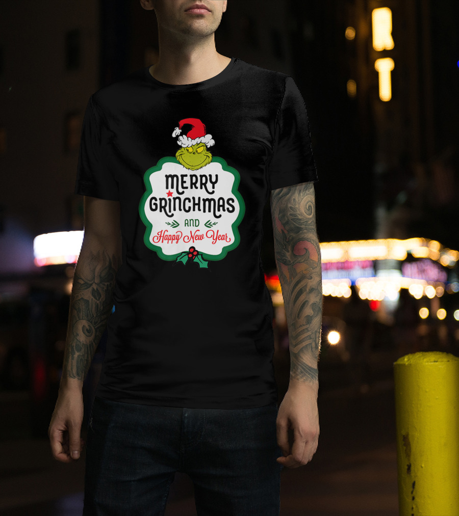 Merry Grinchmas And Happy New Year Dr Seuss Grinch T-Shirt