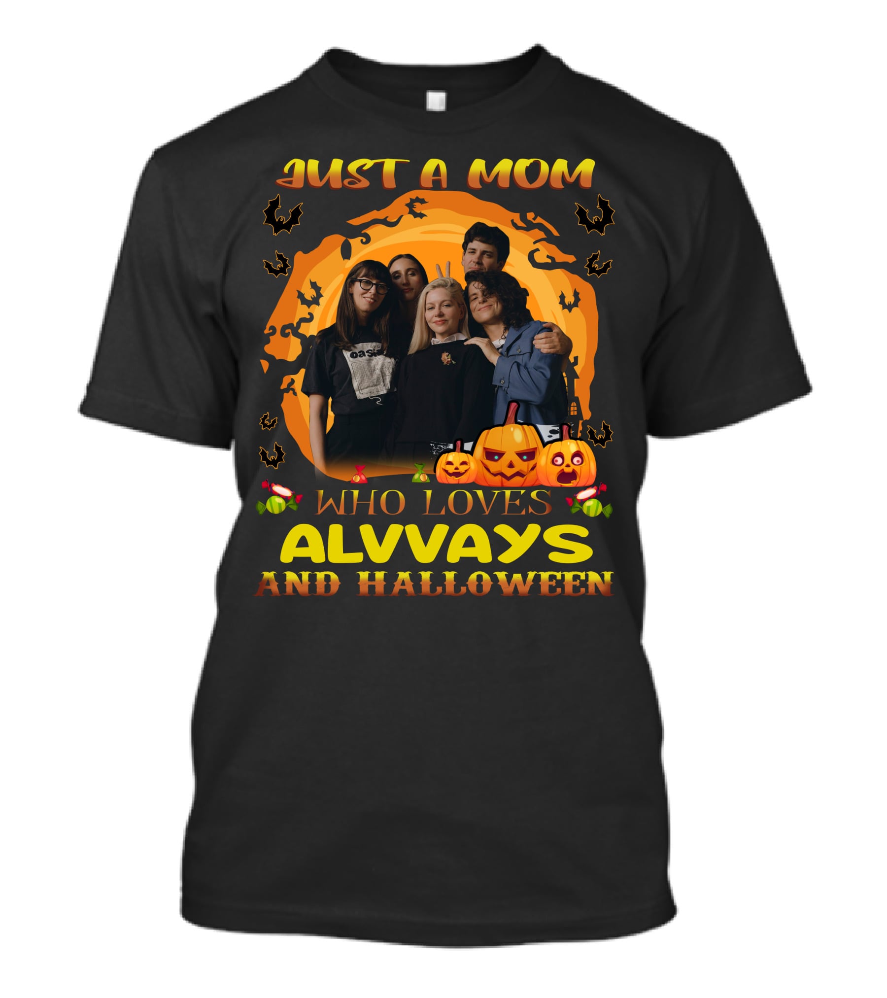 Just A Mom Who Loves Alvvays And Halloween With Pumpkins And Candy T-Shirt