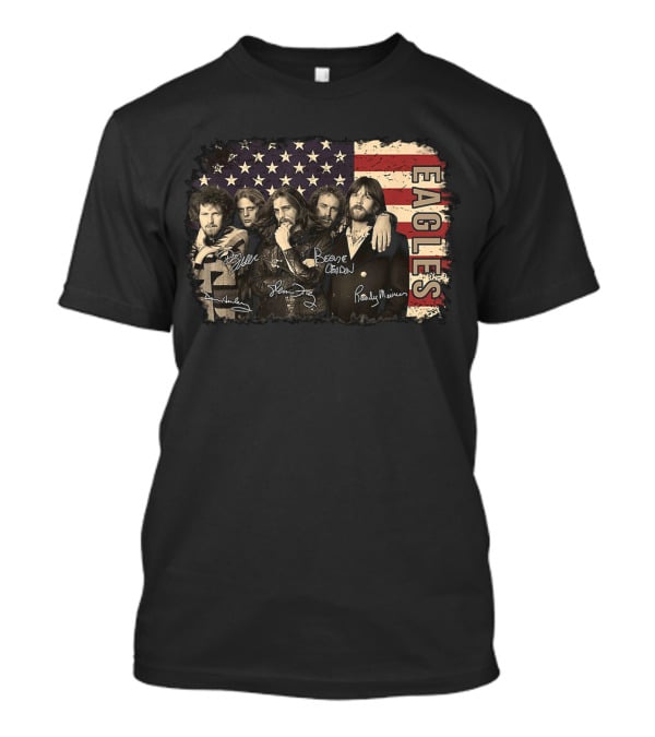 Eagles American Flag Signed Band Members T-Shirt