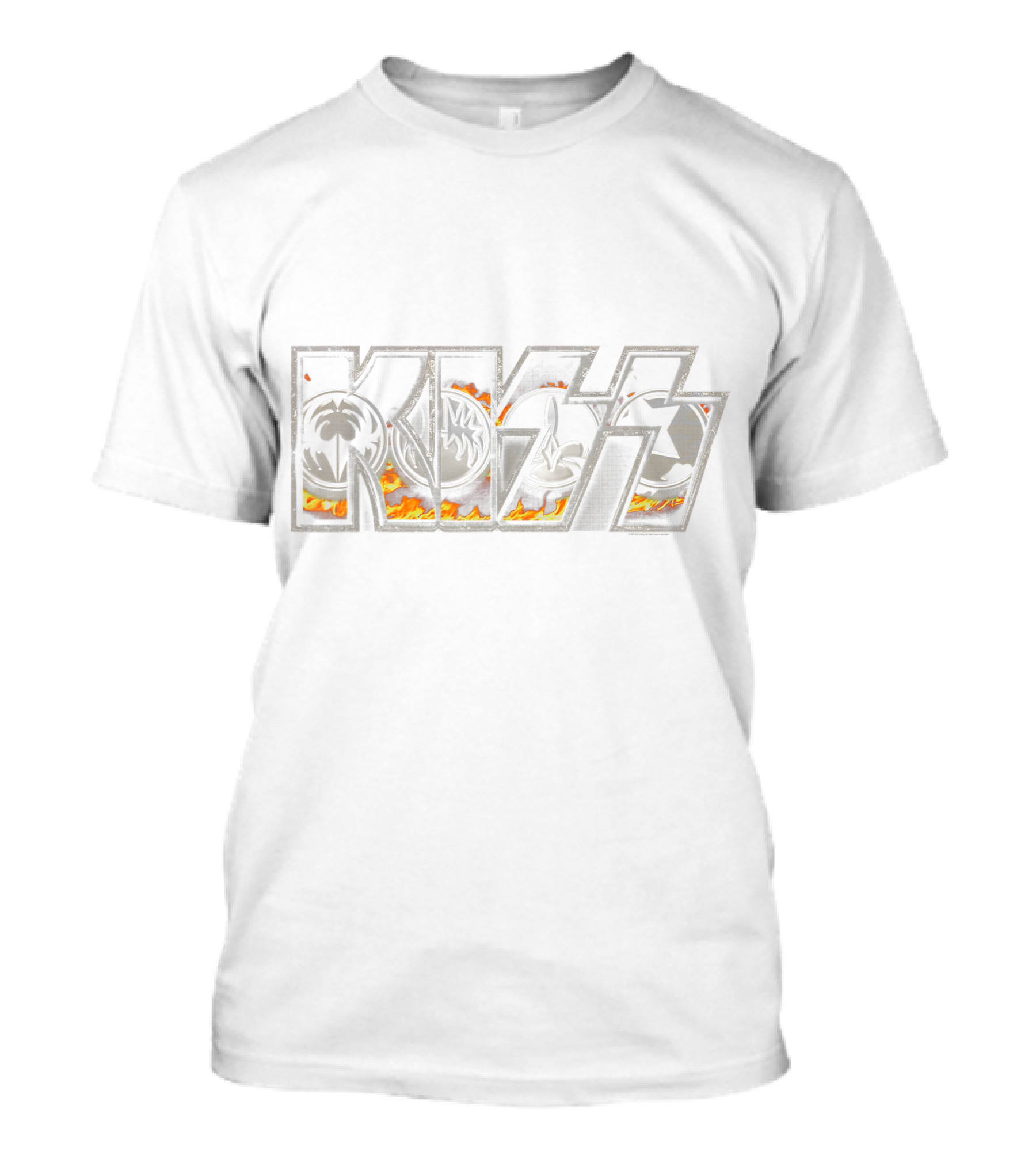 KISS Band Iconic Flame Logo With Band Member Symbols T-Shirt