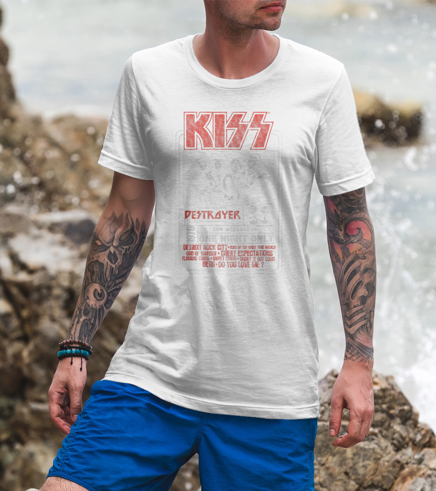 KISS Destroyer 1976 Gen Admission One Night Only Detroit Rock City God Of Thunder Shout It Out Loud T-Shirt