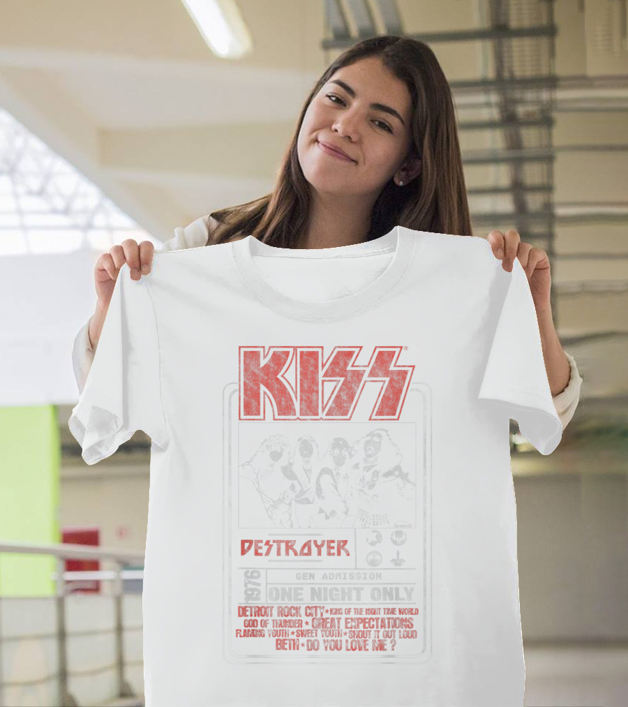 KISS Destroyer 1976 Gen Admission One Night Only Detroit Rock City God of Thunder Shout It Out Loud T-Shirt