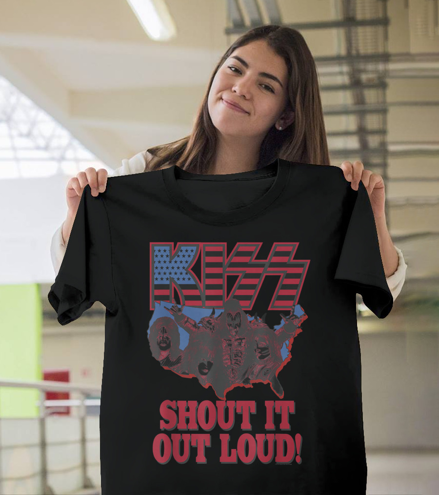 KISS Shout It Out Loud USA Band Members Map T-Shirt
