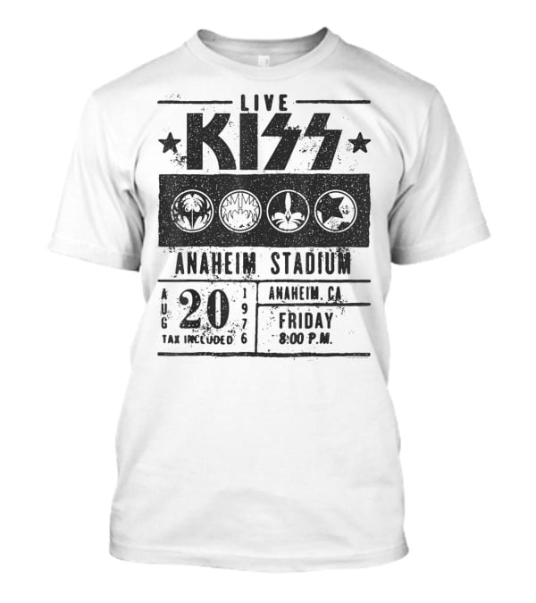LIVE KISS Anaheim Stadium August 20 1976 Friday 8:00 PM T-Shirt