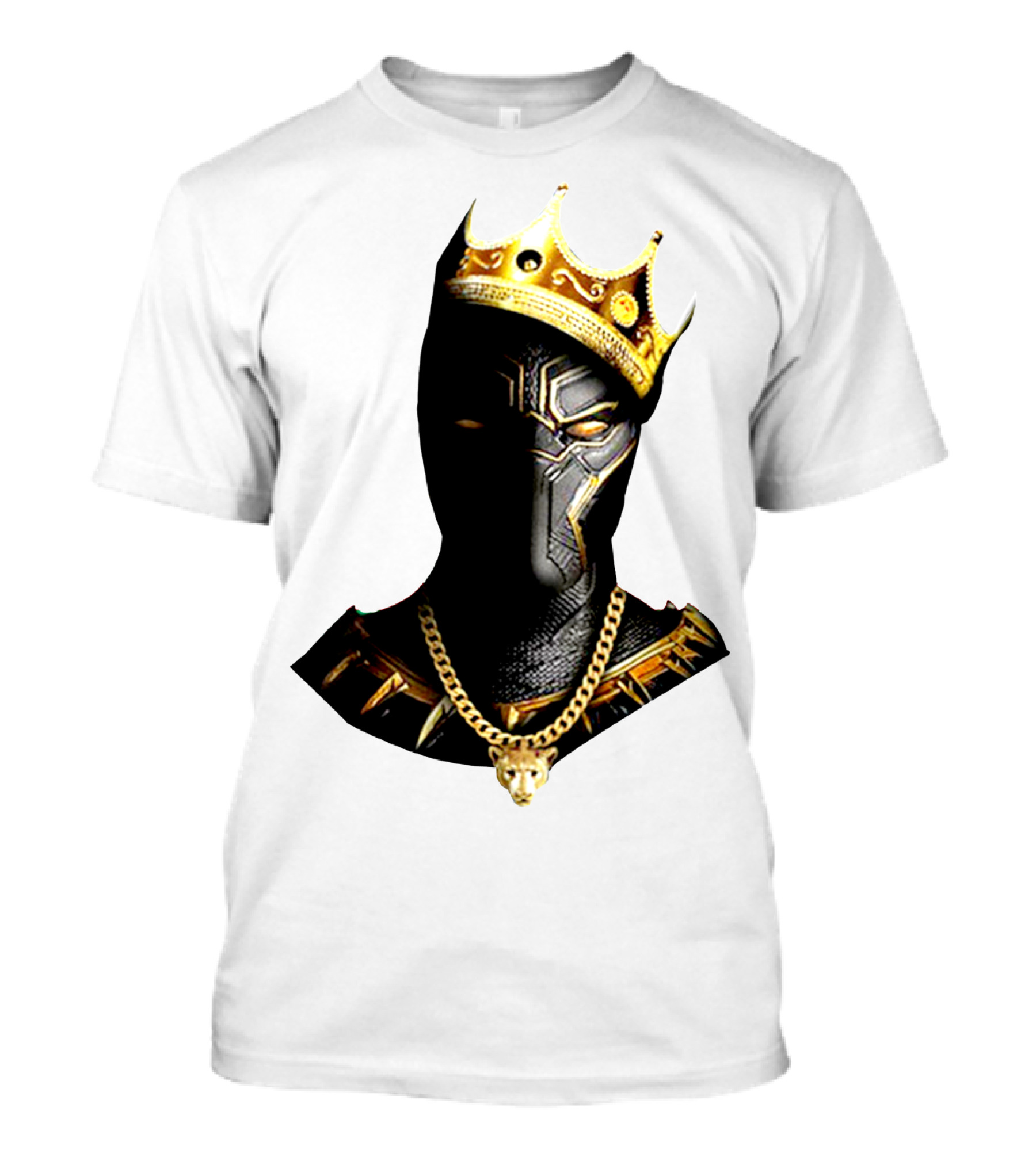 Black Panther King Crown Gold Chain Marvel Style T-Shirt