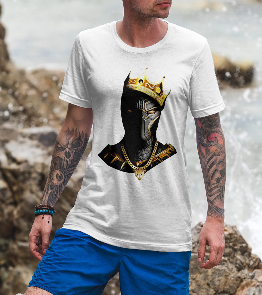 Black Panther King Crown Gold Chain Marvel Style T-Shirt
