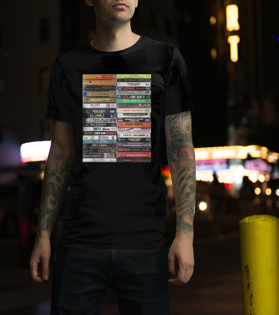 Classic Hip-Hop Cassette Tape Collection Featuring Legendary Artists And Iconic Albums T-Shirt