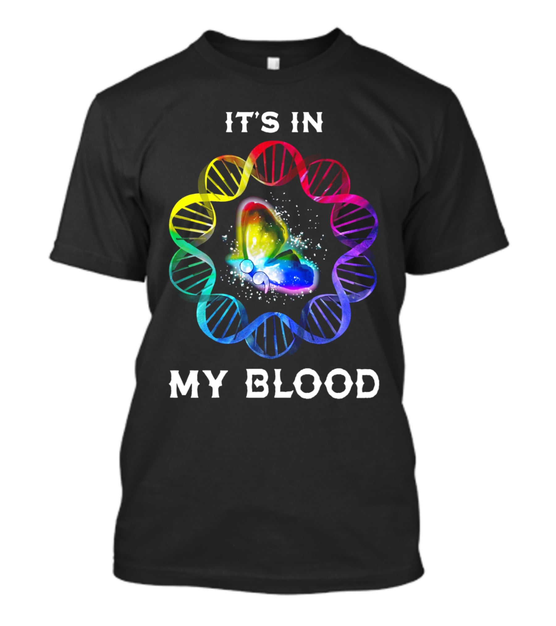 It's In My Blood DNA Rainbow Butterfly T-Shirt