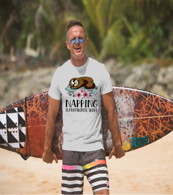 Sloth Napping Is My Favorite Sport With Floral Accents T-Shirt