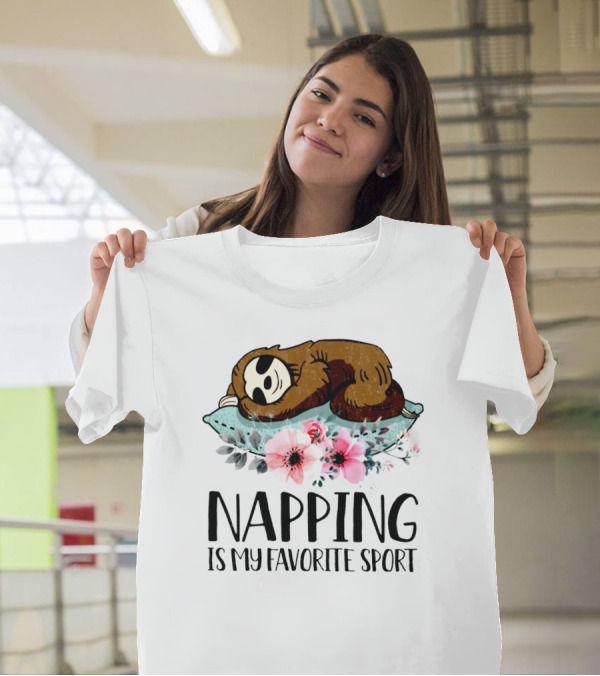 Sloth Napping Is My Favorite Sport With Floral Accents T-Shirt