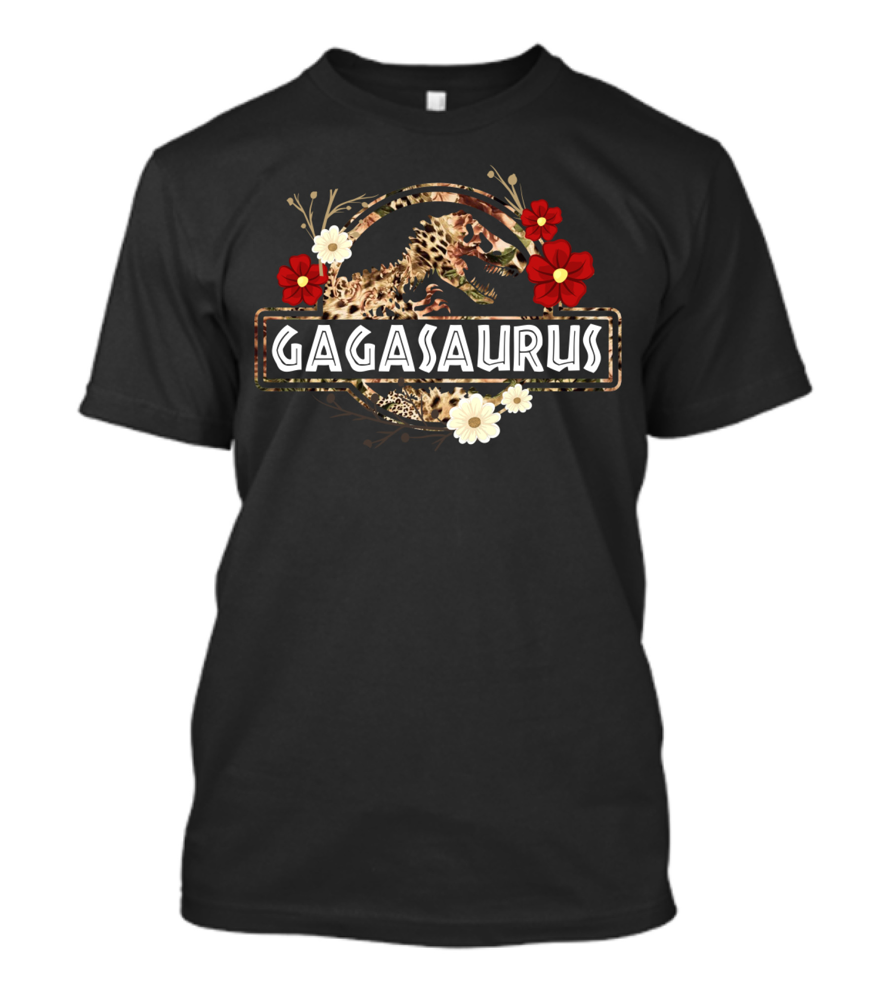 Gagasaurus Dinosaur With Floral Accents T-Shirt