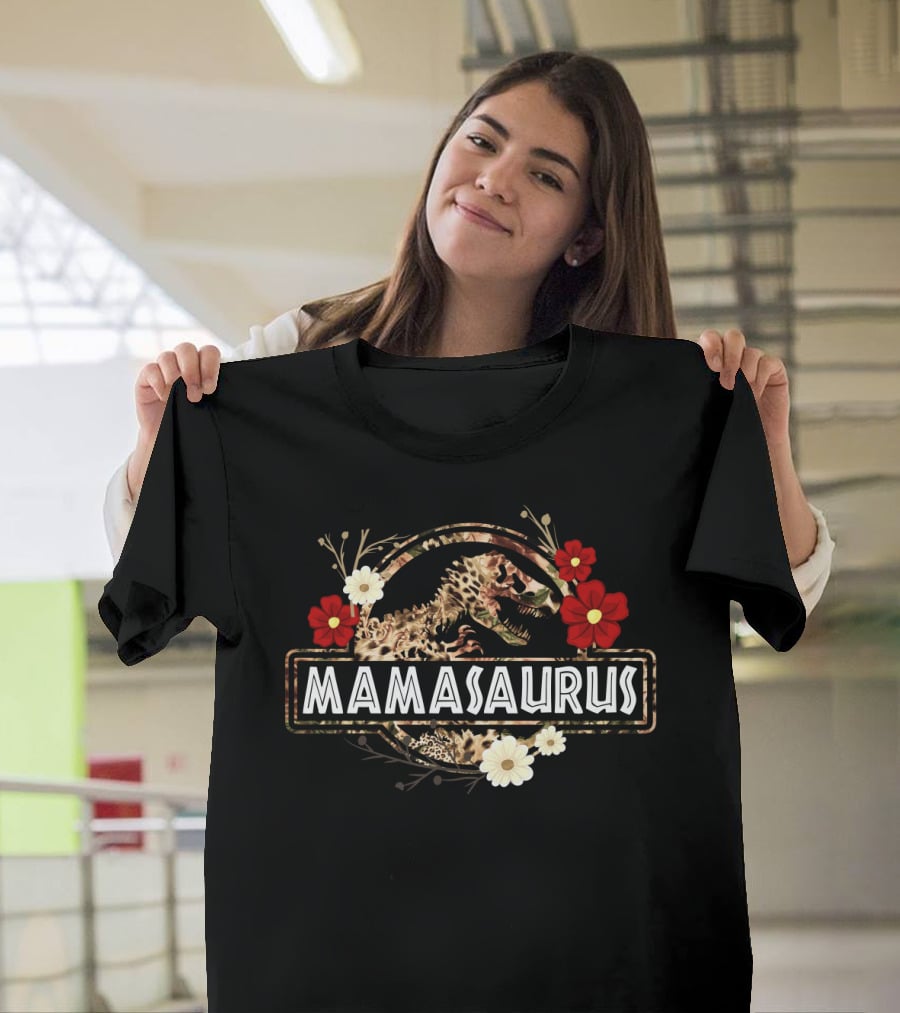 Mamasaurus Dinosaur Floral Funny Mama Saurus Flower T-Shirt