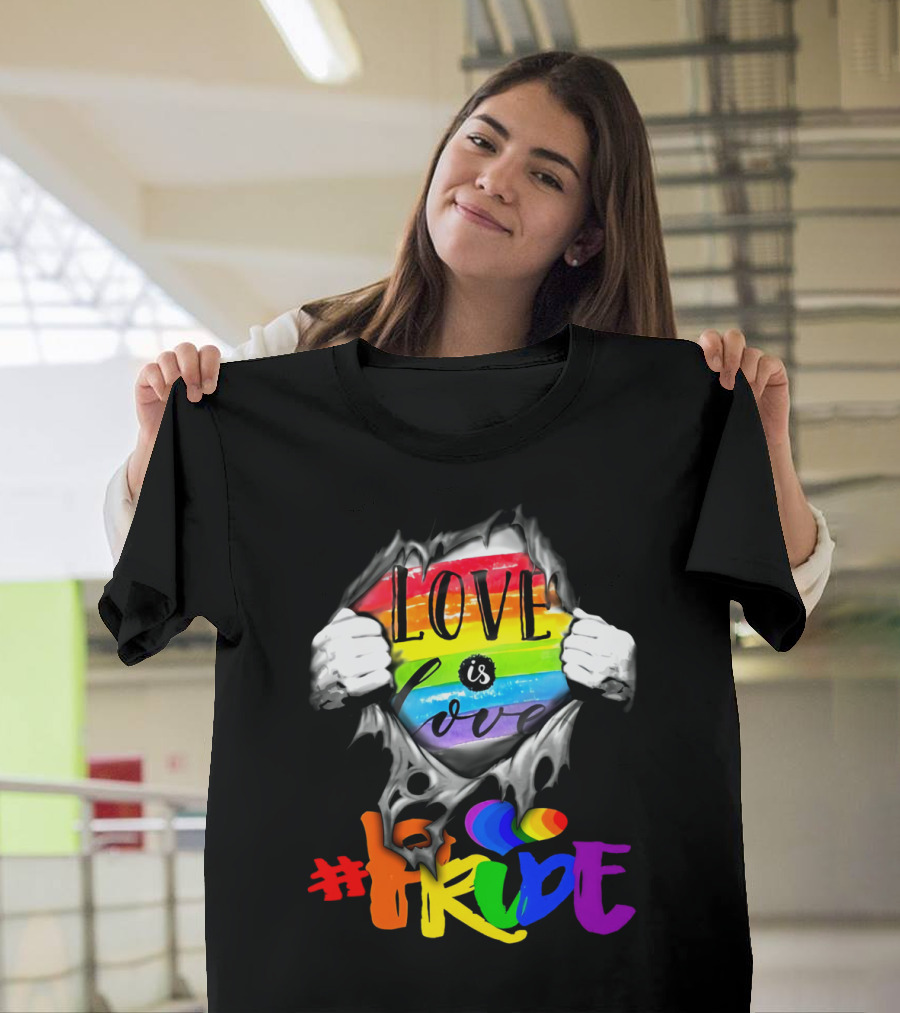 Love Is Love Rainbow Pride Hashtag T-Shirt