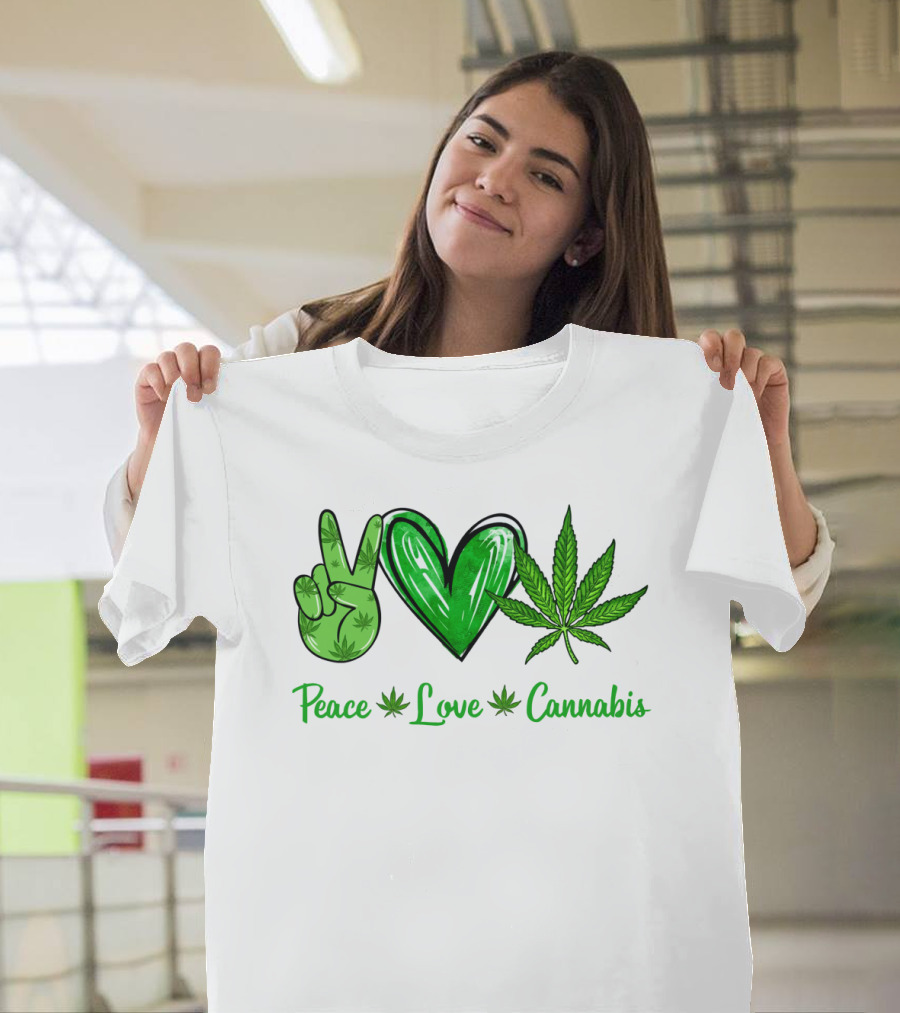 Peace Love Cannabis Green Symbols T-Shirt