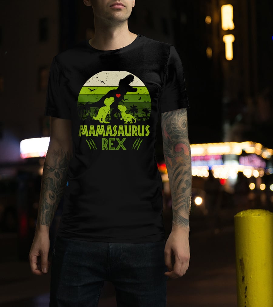 Vintage Retro Mamasaurus Rex Dinosaur Lover 2 Kids T-Shirt