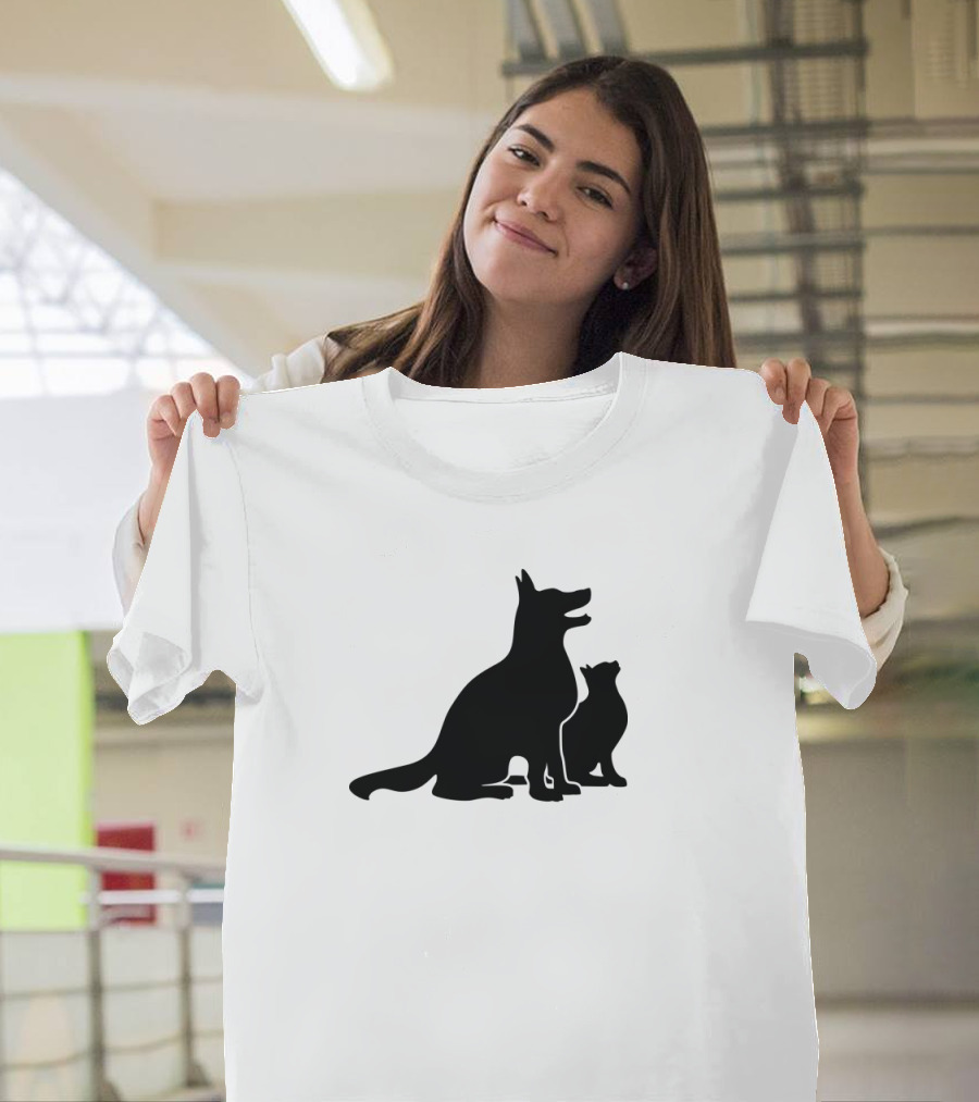Dog and Cat Silhouette Companions Friendship T-Shirt