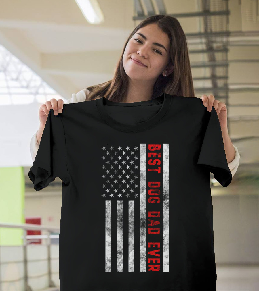 Best Dog Dad Ever American Flag T-Shirt