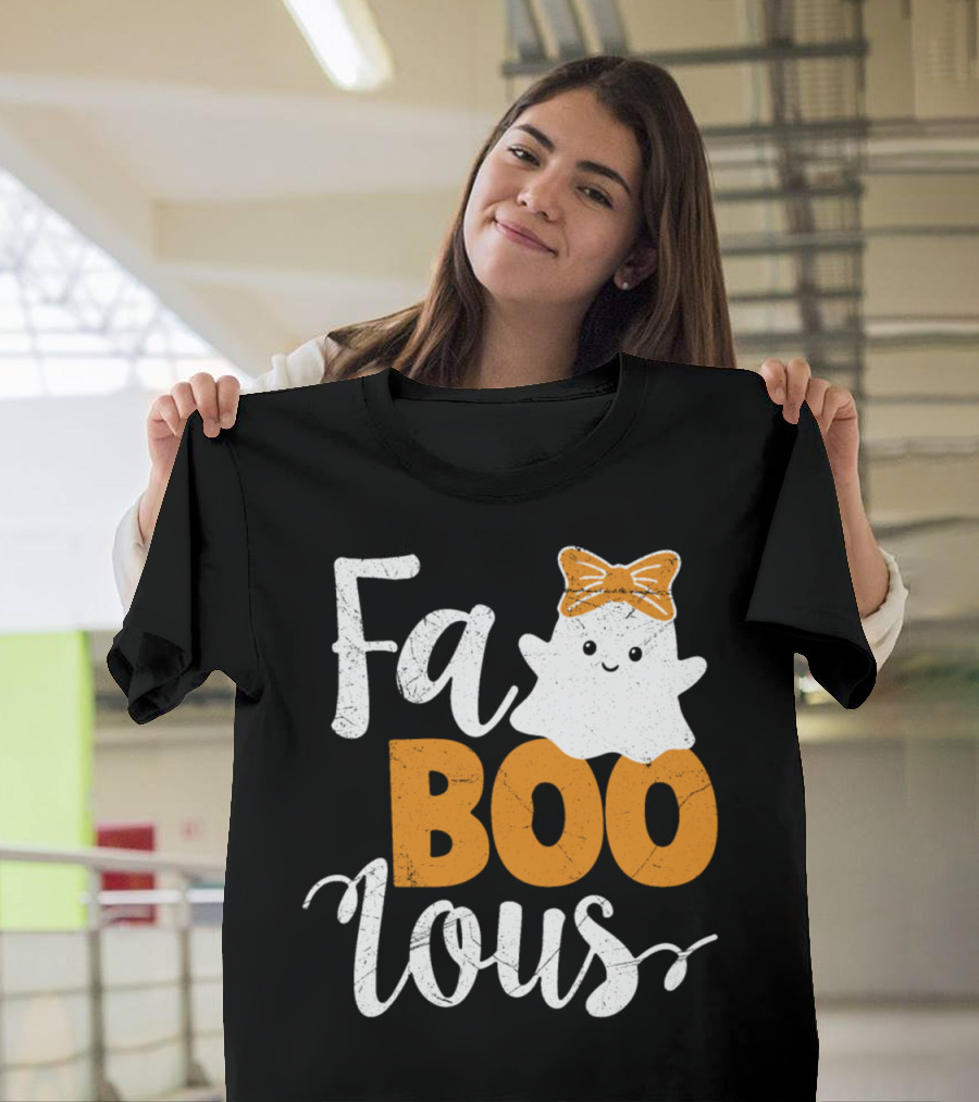 Fab Boo Lous Halloween Ghost with Bow T-Shirt