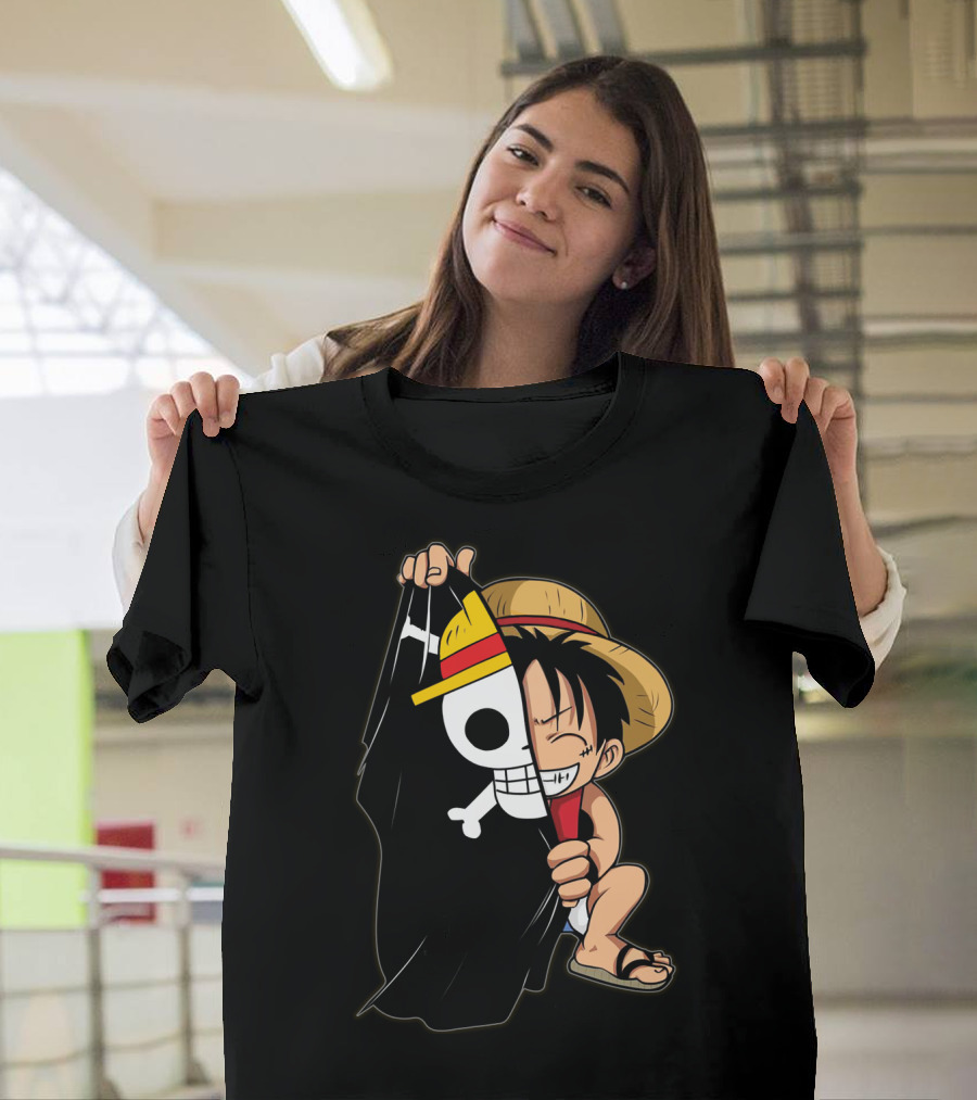 Luffy Pirate Hat Skull Flag Onepiece T-Shirt