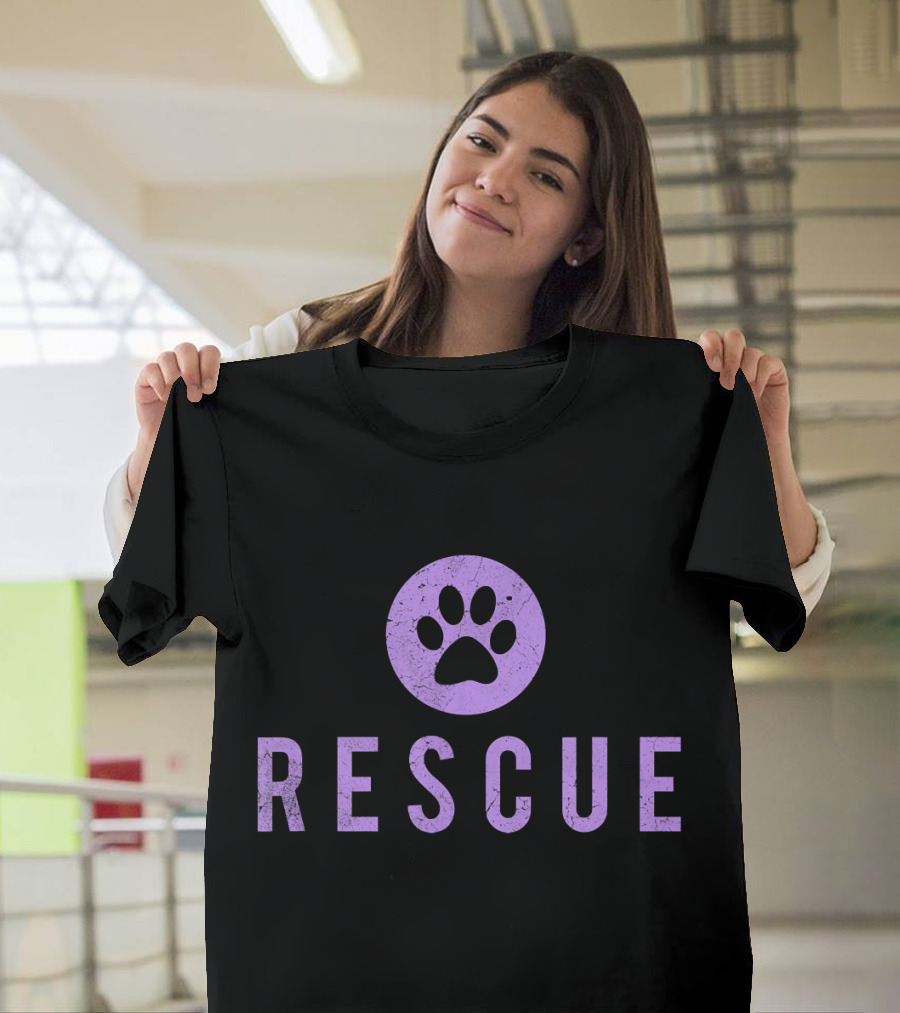 Rescue Animal Pet Lover Cat Dog Paw T-Shirt