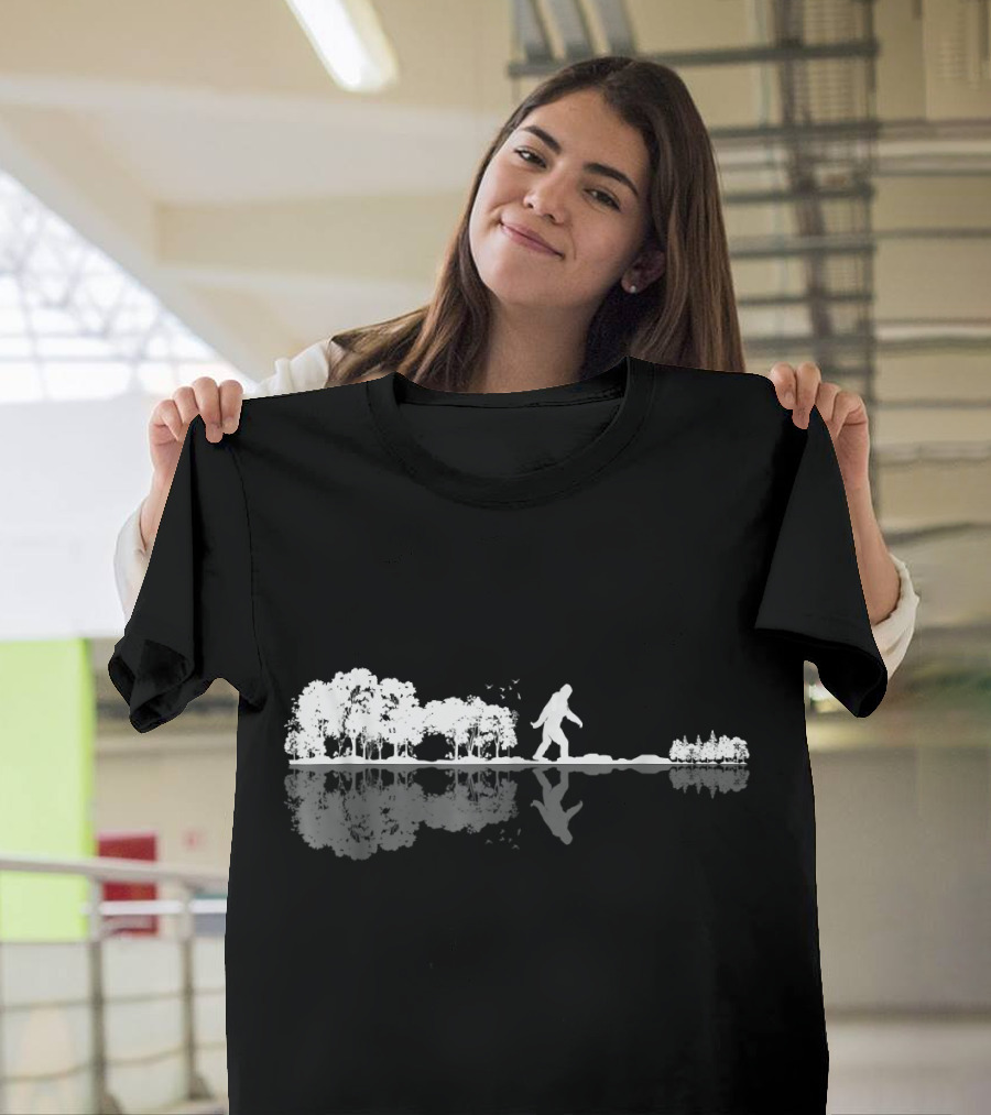 Bigfoot Walking Through Forest Reflection T-Shirt