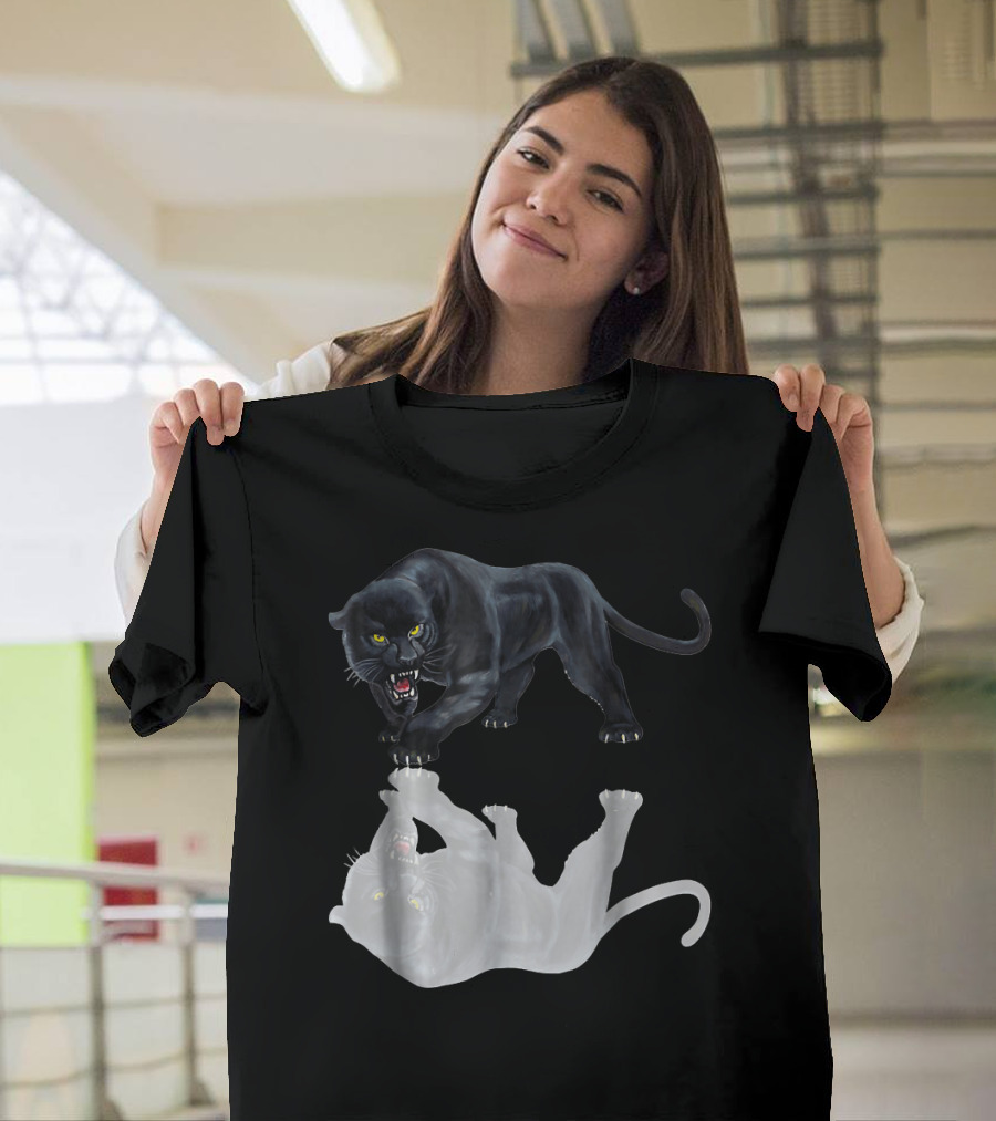 Brutal Savage Black Leopard with Reflected Shadow T-Shirt
