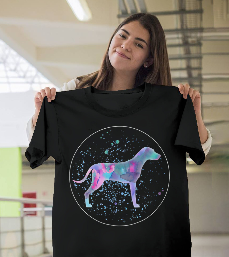 Catahoula Leopard Watercolor Dog Art in Aqua and Pink Palette T-Shirt