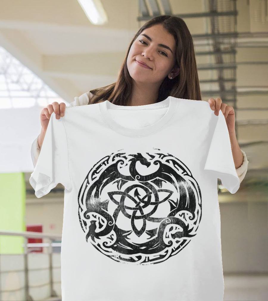 Celtic Irish Dragon Circle Knot Triquetra T-Shirt