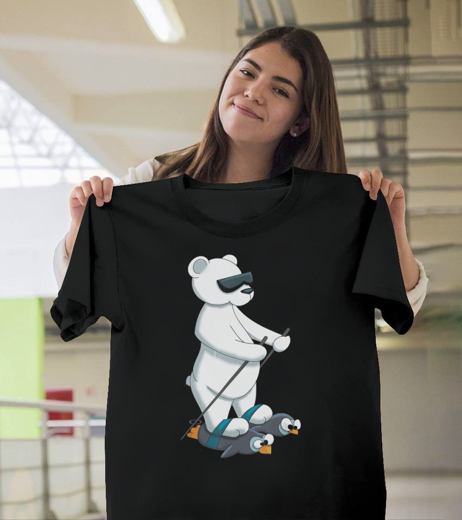 Cool Christmas Polar Bear Skiing on Penguin Skis T-Shirt