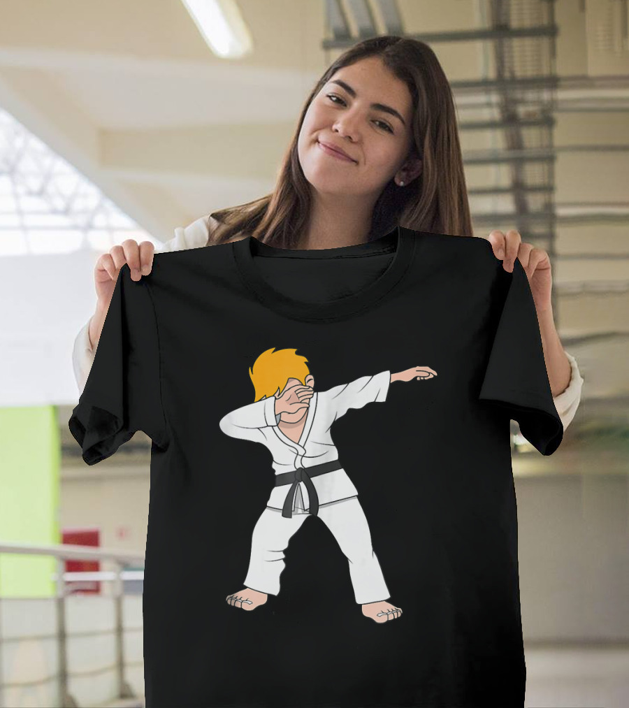 Dabbing Karate Boy Martial Arts Uniform Black Belt T-Shirt