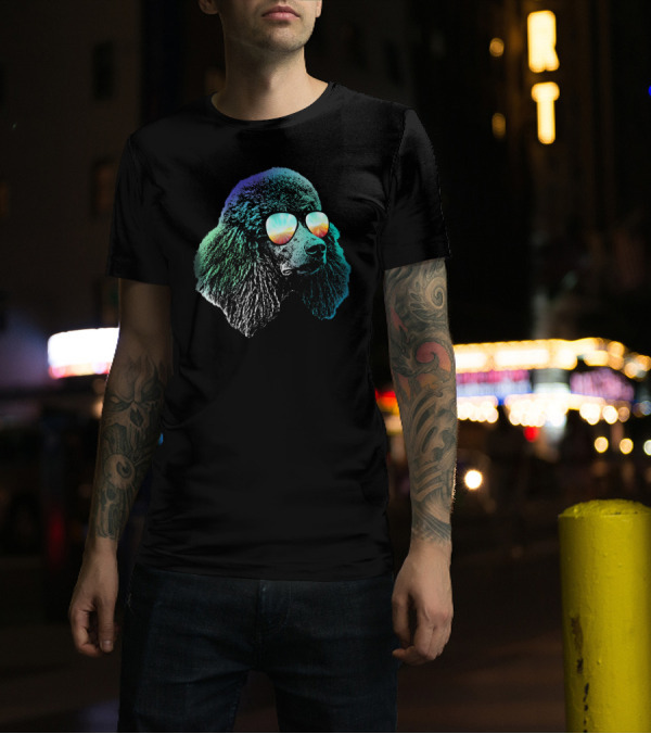 Groovy Poodle With Psychedelic Sunglasses Disco T-Shirt