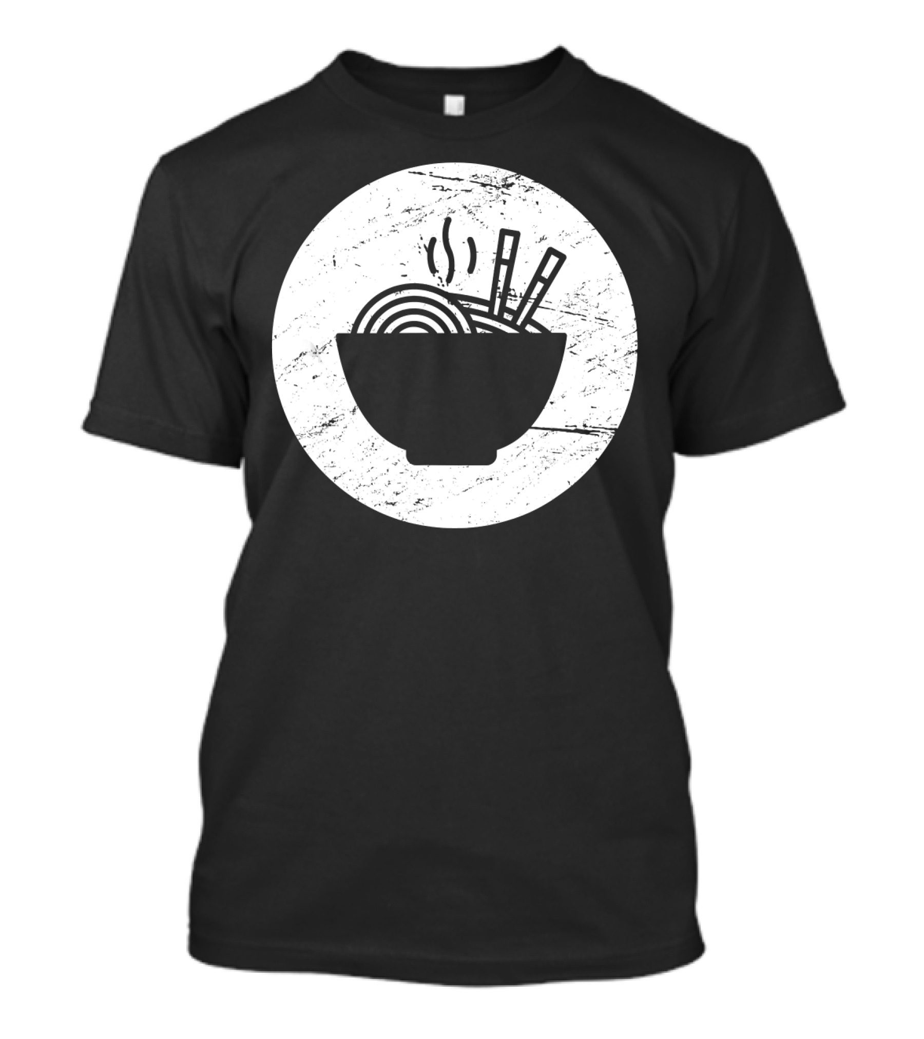 Distressed Ramen Bowl With Chopsticks And Steam Circle T-Shirt